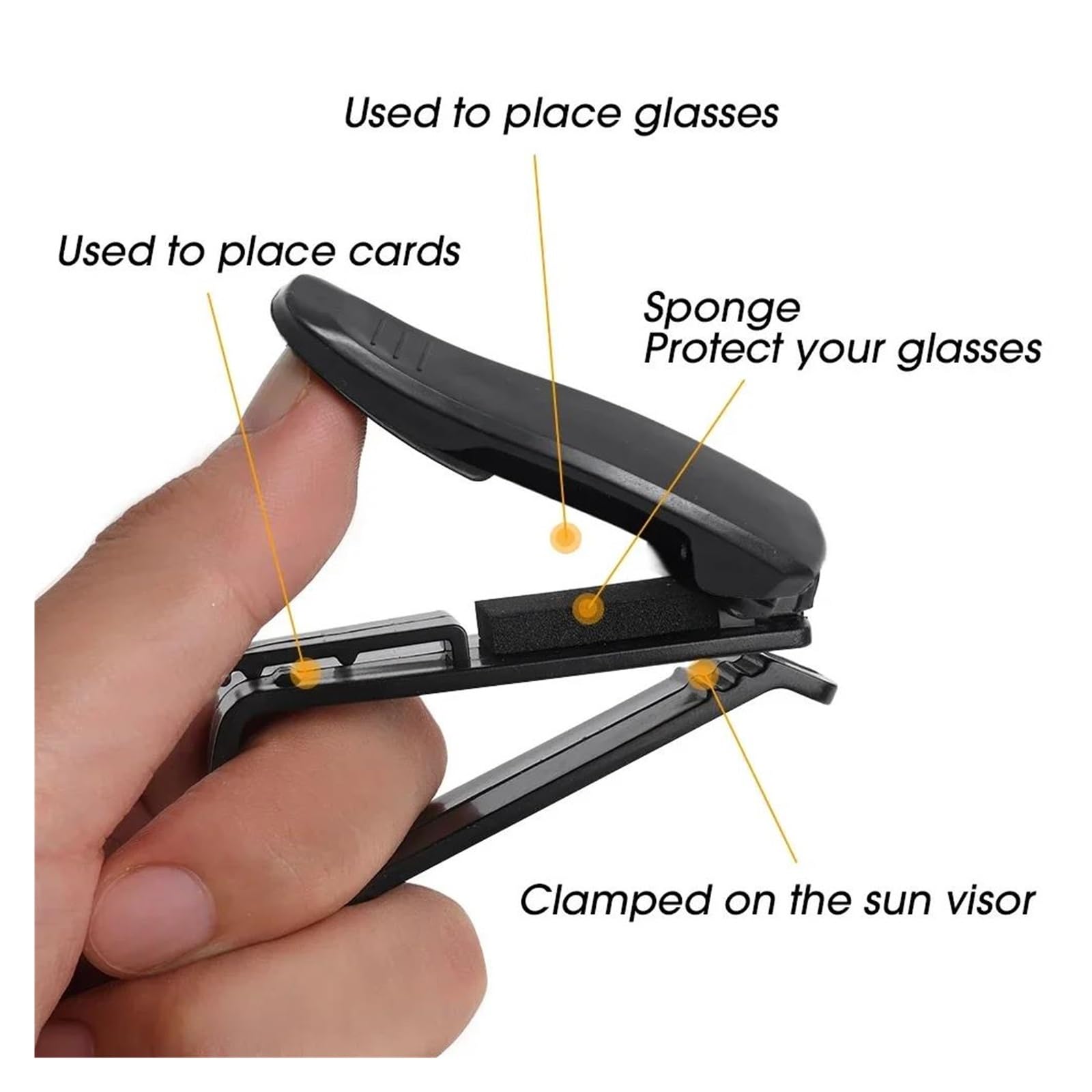 Cuero Pare Portagafas de Coche Estuche UN&IVE&RSAL para gafas de sol con clip para visera de coche(2pcs black)