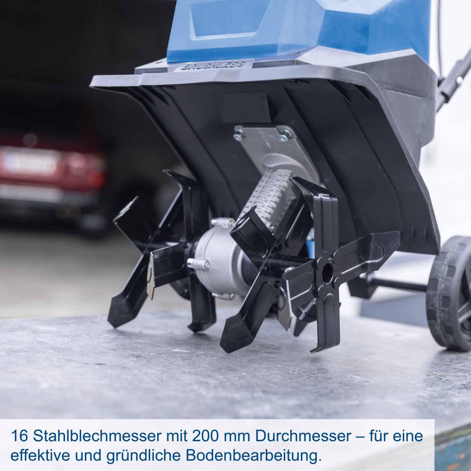 Scheppach BC-MT300-X - Motoazada con batería (30 cm de ancho, profundidad de trabajo de 20 cm, velocidad de rotación 140 min-1, serie IXES de 20 V, con 2 baterías de 2 Ah y cargador)