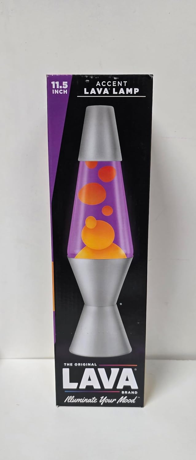 Schylling 1949 11.5-Inch Silver Base Lava Lamp with Yellow Wax in Purple Liquid