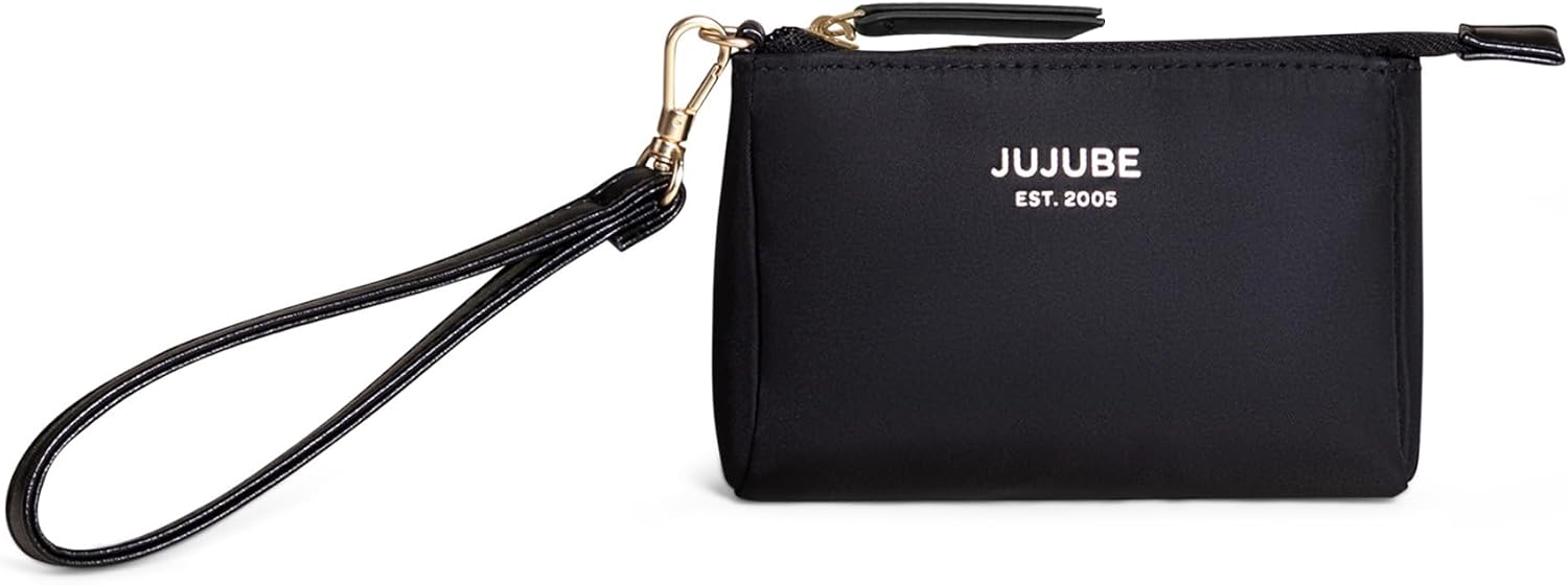 JuJuBe New 3-Piece Pouch Set, Diaper Bag Organizing Pouches, Convertible to Small Purse with Crossbody Strap, Zipper Cosmetic or Makeup Pouch, Large, Medium, and Small, Black