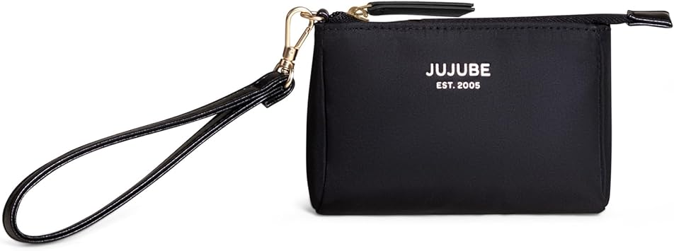 JuJuBe New 3-Piece Pouch Set, Diaper Bag Organizing Pouches, Convertible to Small Purse with Crossbody Strap, Zipper Cosmetic or Makeup Pouch, Large, Medium, and Small, Black