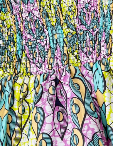 Image of Women's African Ruffle Long Sleeve Dress Ankara Print Maxi Dresses