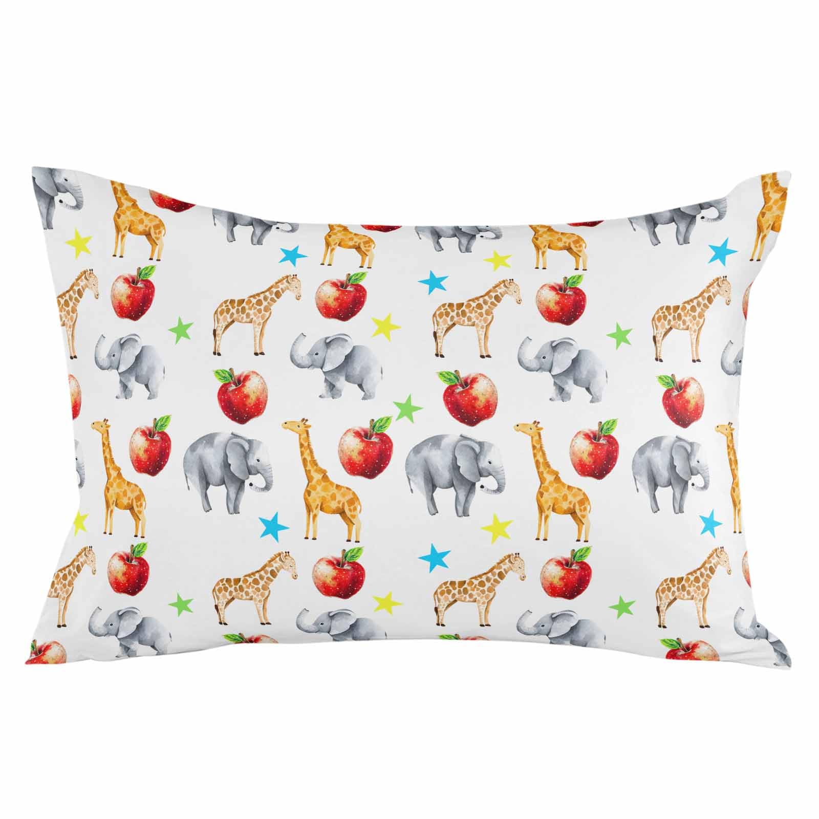 Pillowcase 12x20 Inch Childlike Giraffe Elephant Soft Brushed Microfiber Pillow Covers with Hidden Zipper Closure Bed Pillow Shams for Bedroom Sofa Car, 1pcs