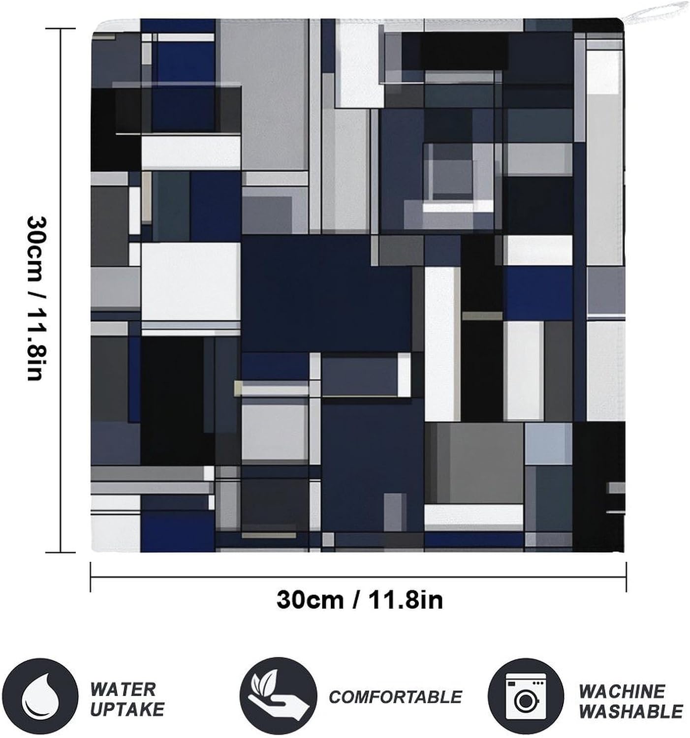 Mondrian Style Navy Blue Irregular Hand Towels for Bathroom Handkerchief | Absorbent,with Hanging Loop,Kitchen Towels,for Home Hotel,Soft