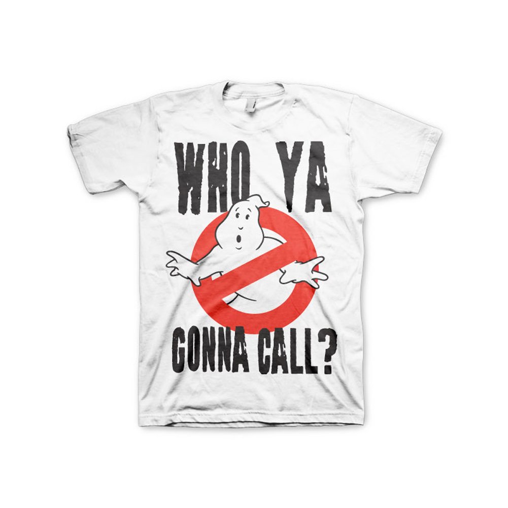 Ghostbusters Men's White Officially Licensed Merchandise Who Ya Gonna Call? T-Shirt (White), Small