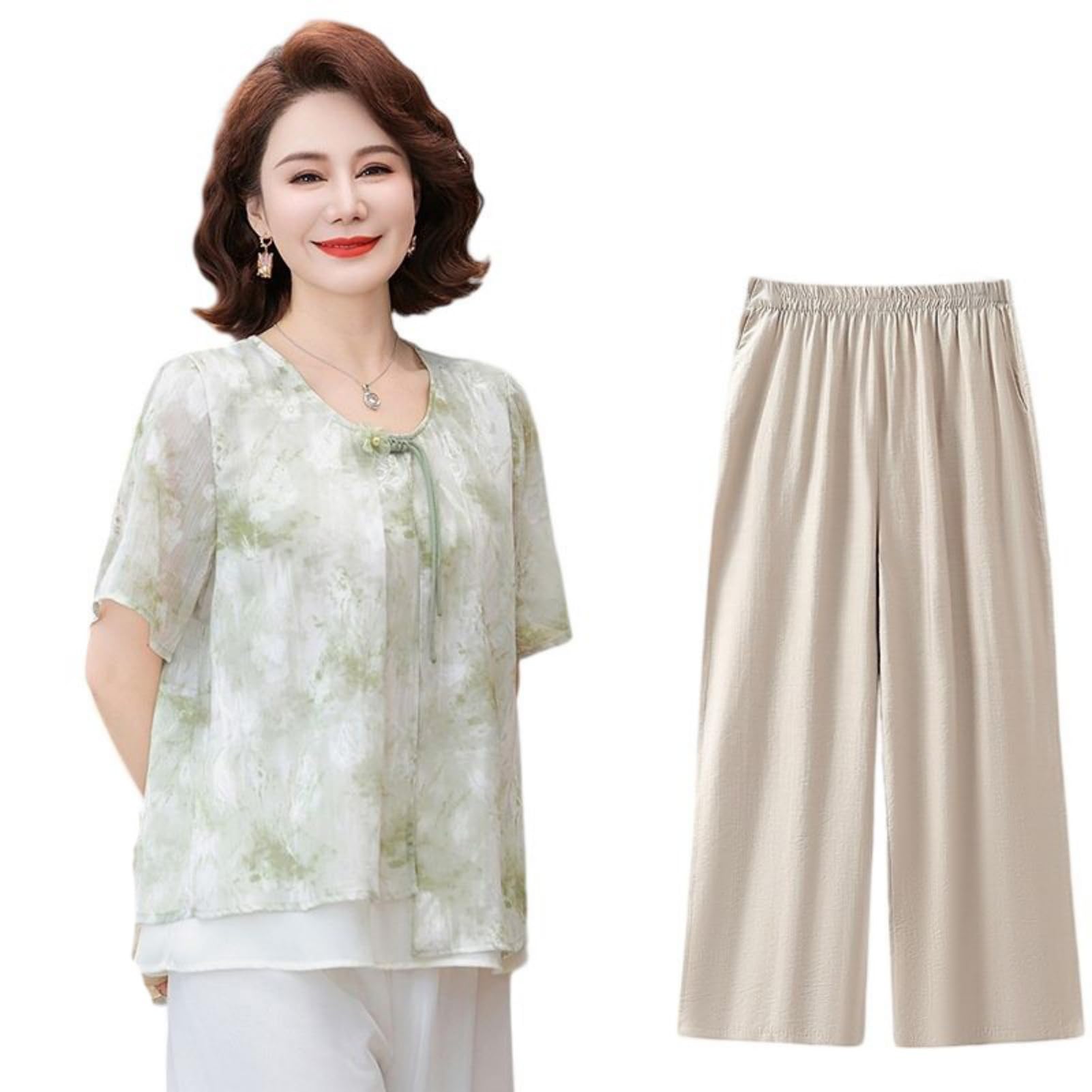 Conjunto de blusa de gasa y pantalón casual para mujer ejecutiva 7