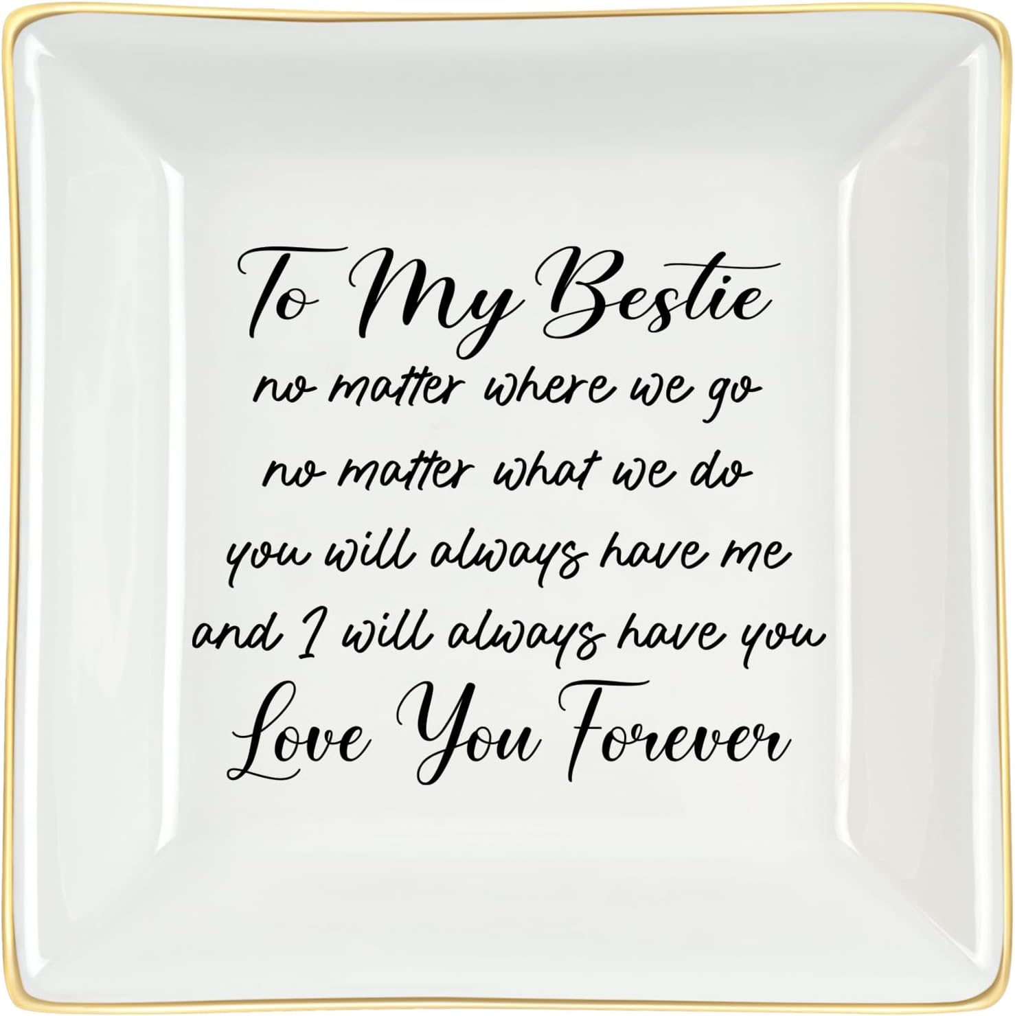 HomlouueBest Friend Present for Women, To My Bestie Ring Dish, Friendship Going Away Gifts for Friends, Birthday Gifts for Women Bestie, Sister Gifts from Sister, Ceramic Ring Holder Jewelry Tray