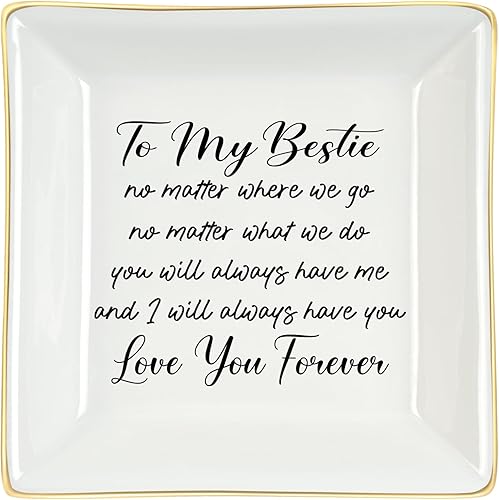 Homlouue Best Friend Present for Women, To My Bestie Ring Dish, Friendship Going Away Gifts for Friends, Birthday Gifts for Women Bestie, Sister