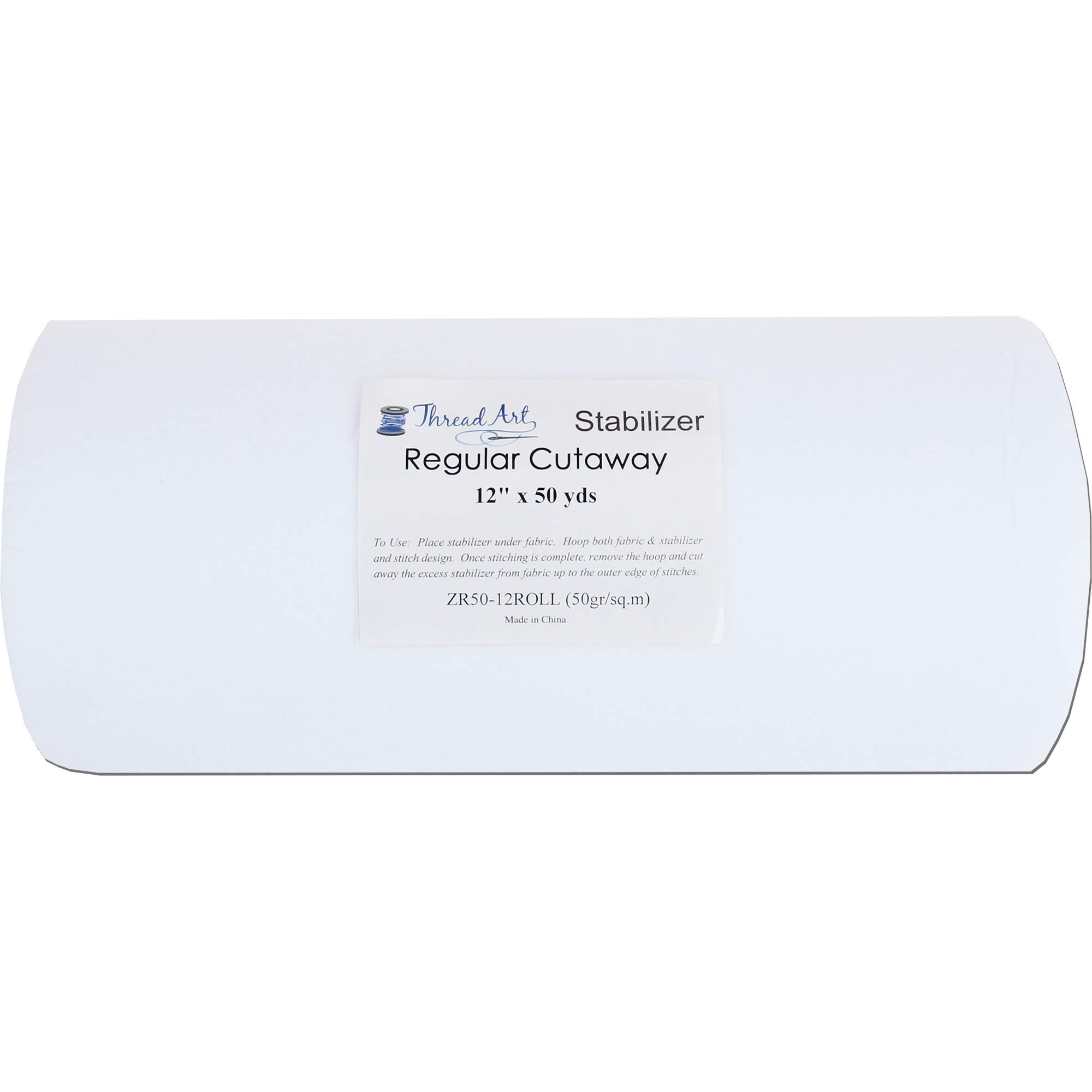 ThreadartCutaway Embroidery Stabilizer | 1.8 oz Medium Weight | 12" x 50 yd Roll | for Machine Embroidery | Additional Styles of Cutaway, Washaway, Tearaway, Sticky in Rolls and Precuts