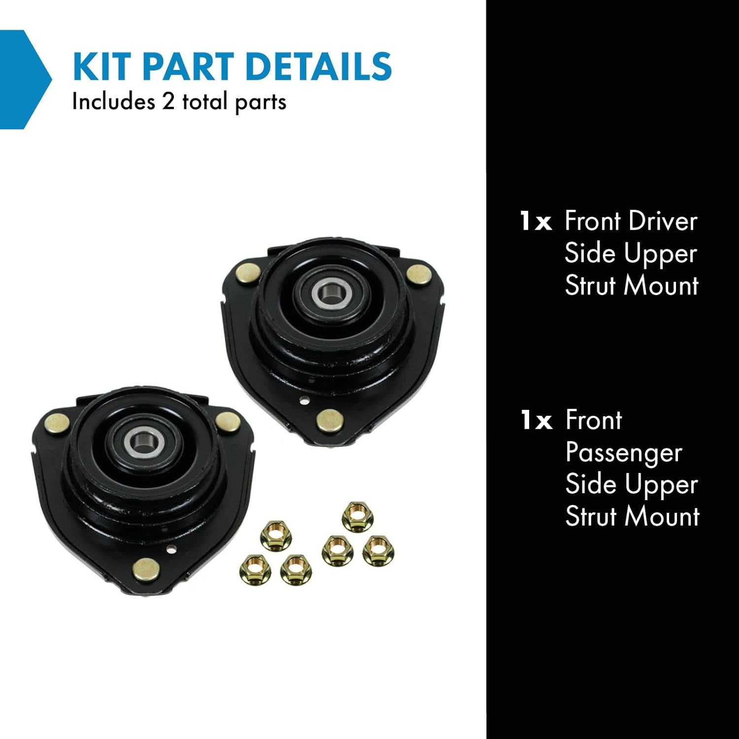 TRQ Front Upper Strut Mount Set Compatible with 1996-2005 Toyota RAV4