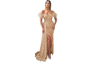 Sequin Feather Mermaid Prom Dresses 2023