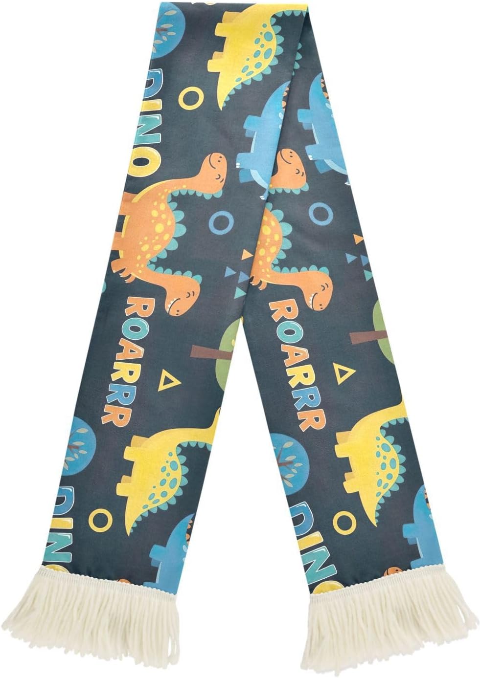 CHIFIGNO Cute Cartoon Dinosaurs Sports Fan Scarf, Soft Polyester Cheering Towel Scarf for Soccer Fans, Quick Dry Sweat Towel with Fringe Ends