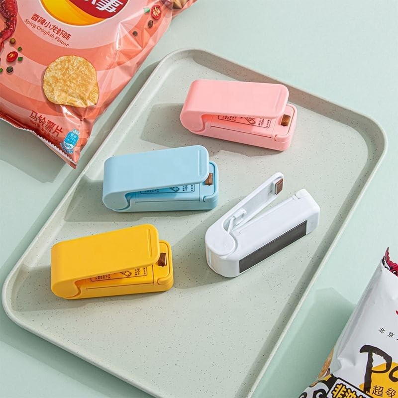 Portable Heat Sealer Mini Sealing Machine for Food Storage Vacuum Bag, Chip, Plastic, Snack Bags, Package Home Closer Storage Tool (White & Blue) (Blue)-image-36