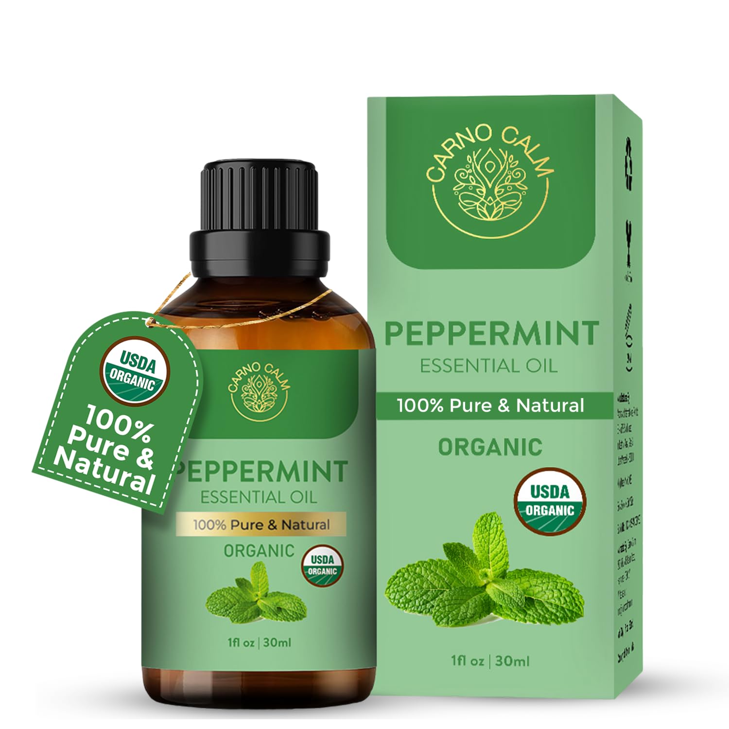 Organic Peppermint Essential Oil - 30ml | Perfect for Repelling Spider Rats Mice Bugs Ants | Peppermint Oil for Hair Headaches Relief Energy Boost Skin Candle Making | 1 fl oz