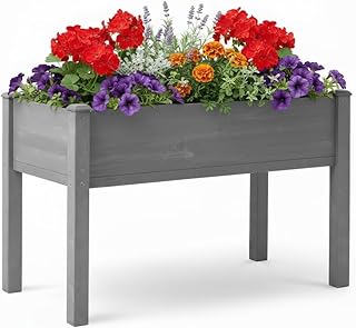 48 x 24 x 30 in Wooden Raised Garden Bed Outdoor Elevated Wood Planter B...