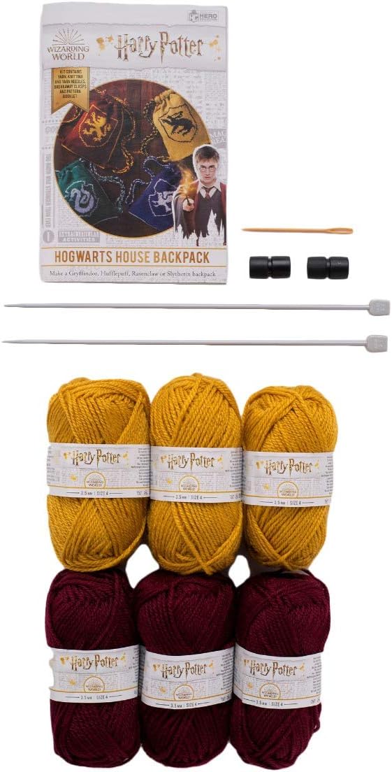 Hogwarts Gryffindor Reversible Backpack Knitting Kit | Harry Potter Wizarding World Knitting Kits