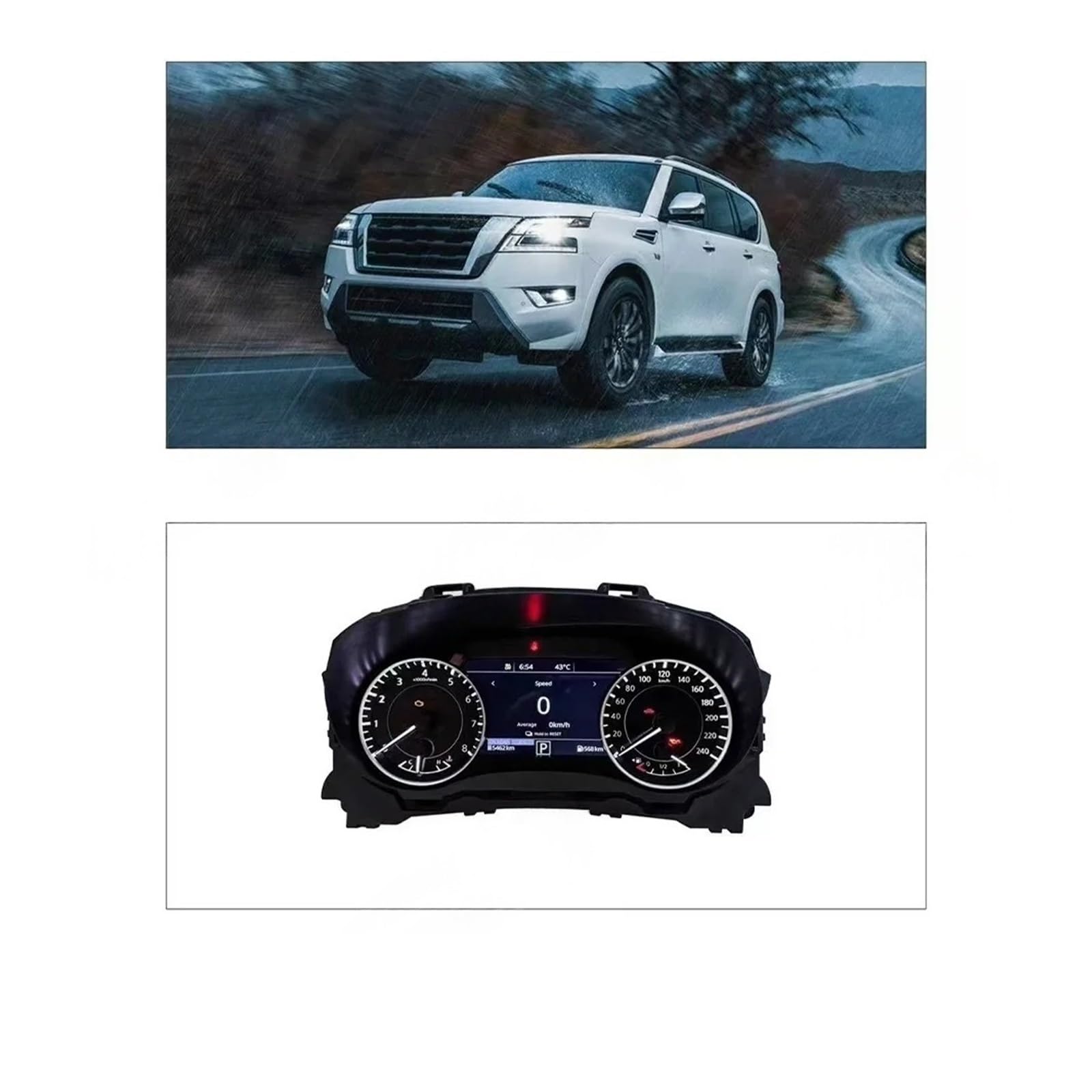 Tablero de instrumentos del automóvil con velocímetro LCD compatible con Nissan Patrol Instrumento mecánico de alta configuración Panel de cabina virtual del grupo digital