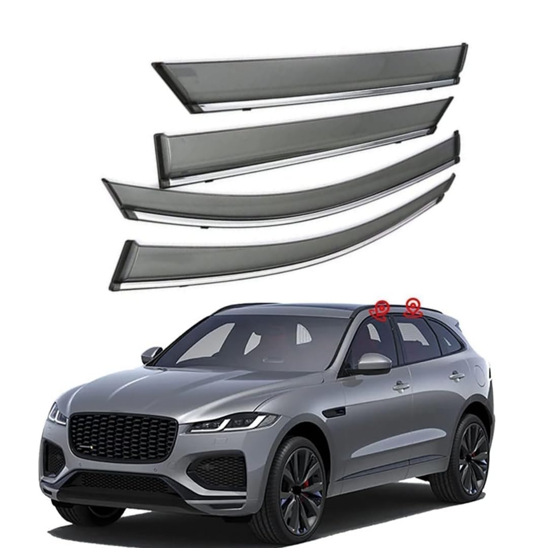 FENGJP Car Window Wind Deflectors for Jaguar F-Pace MK1-X761 2016-2023, Window Wind Deflector Visor Rain Smoke Guards Automotive Accessories