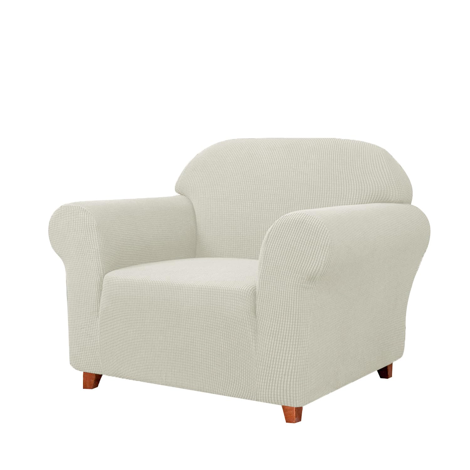 SAMSTEX Stylish 1 Seater Sofa Cover Stretch 1-Piece High Stretch Armchair Cover Machine Washable Non Slip Sofa Slipcovers Thick Soft Armchair Sofa Protector (1 Seater, Ivory) — image 1