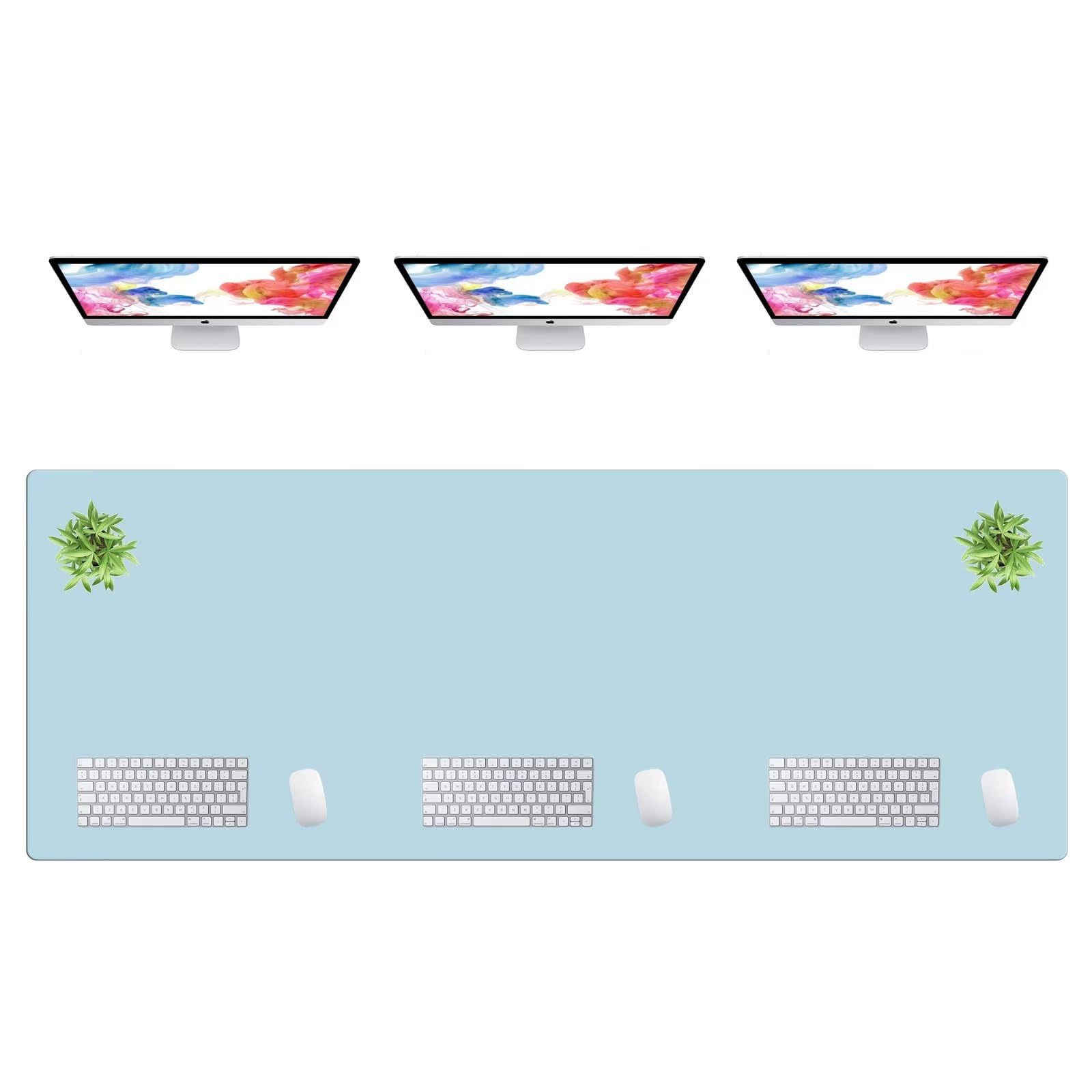 LL-COEUR Extra Large PU Leather Desk Mat Large Mouse Pad XXL Waterproof Table Mat Office Laptop Writing Pad (78.7 x 29.5 inch, Sky Blue)
