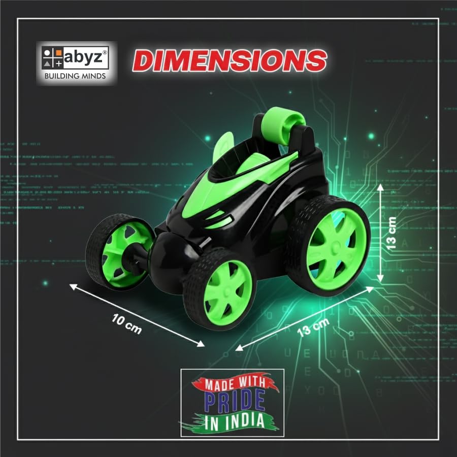Image of abyz 360 Rotating RC Stunt Car - LED Lights, Sound, Off-Road Remote Control Vehicle for Kids and Adults (Green)