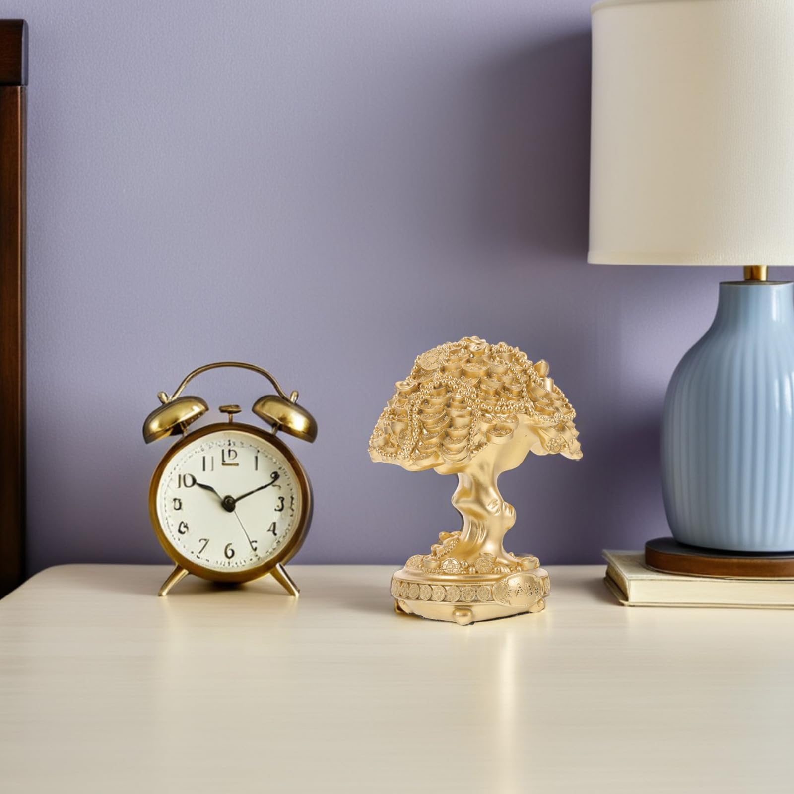 VANZACK Dekorative Feng Shui Geldbaum Statue aus Kunstharz, goldenes Baumornament für Tisch und Schrank, geeignet für Familie und Freunde als Symbol für Reichtum und Glück