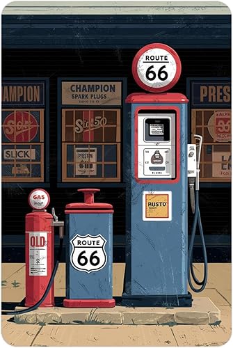 Cartel de metal retro vintage con estampado de estación de gasolina, decoración estética de habitación para el hogar, dormitorio, cocina, bar,