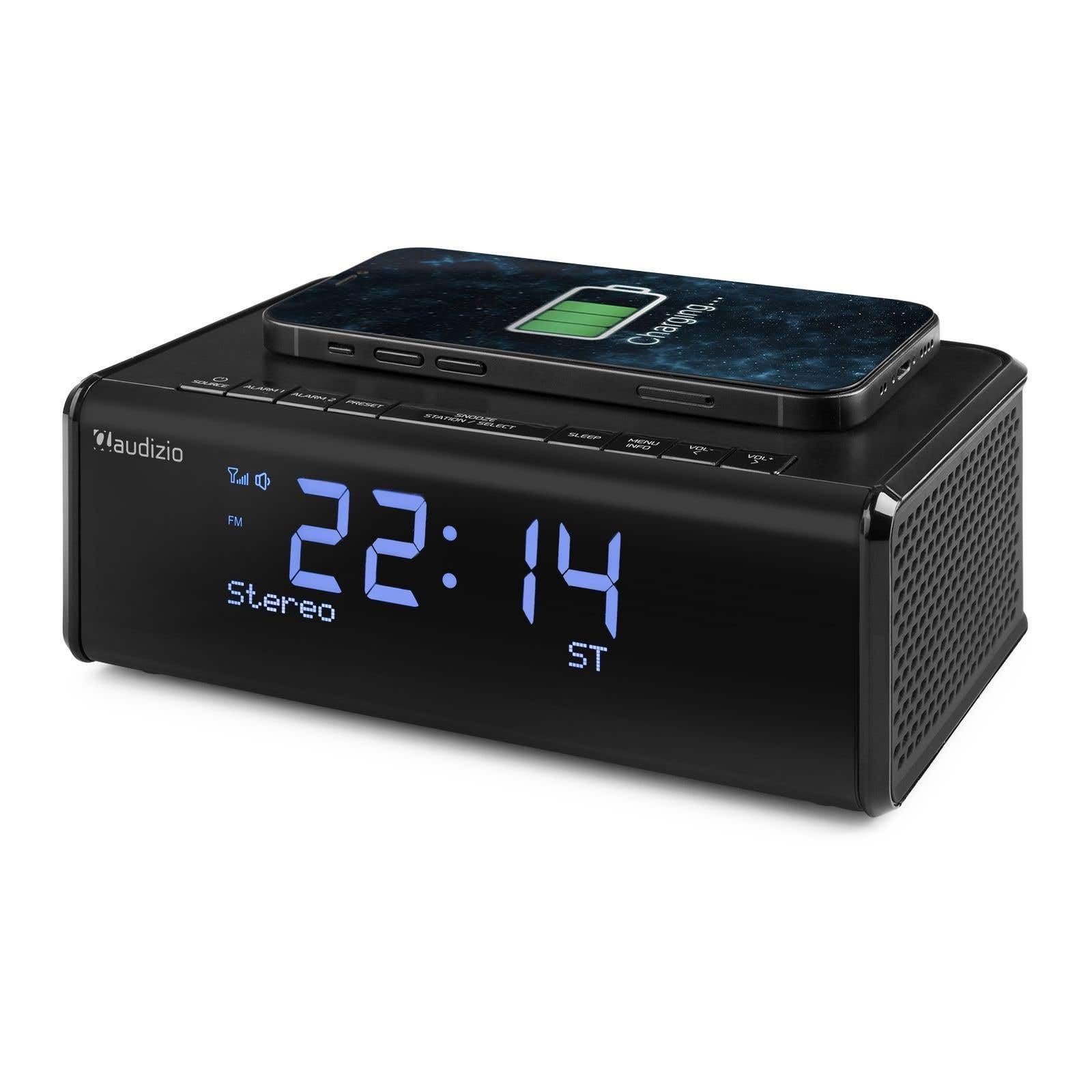 Audizio Cuneo Radio Dab+ con Bluetooth con Carga inalámbrica, función Despertador, Altavoz Integrado, Estaciones preajustables, Ideal para Escuchar Tus radios favoritas en Todas Partes - Color Negro