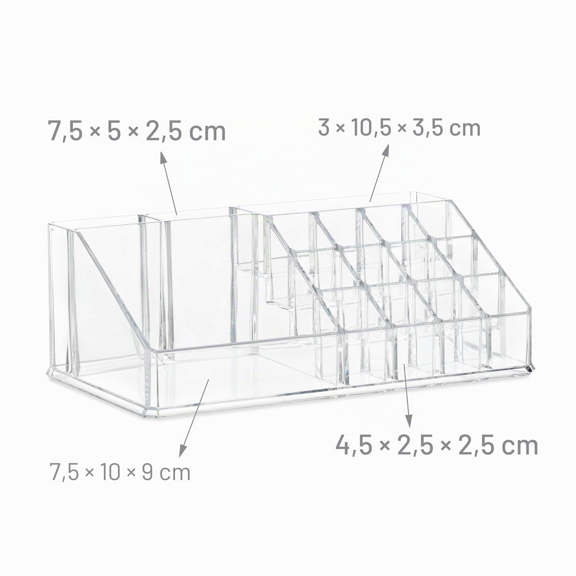 Relaxdays Organizador de Maquillaje con cajones, Fibra acrílica, Neceser apilable, Transparente