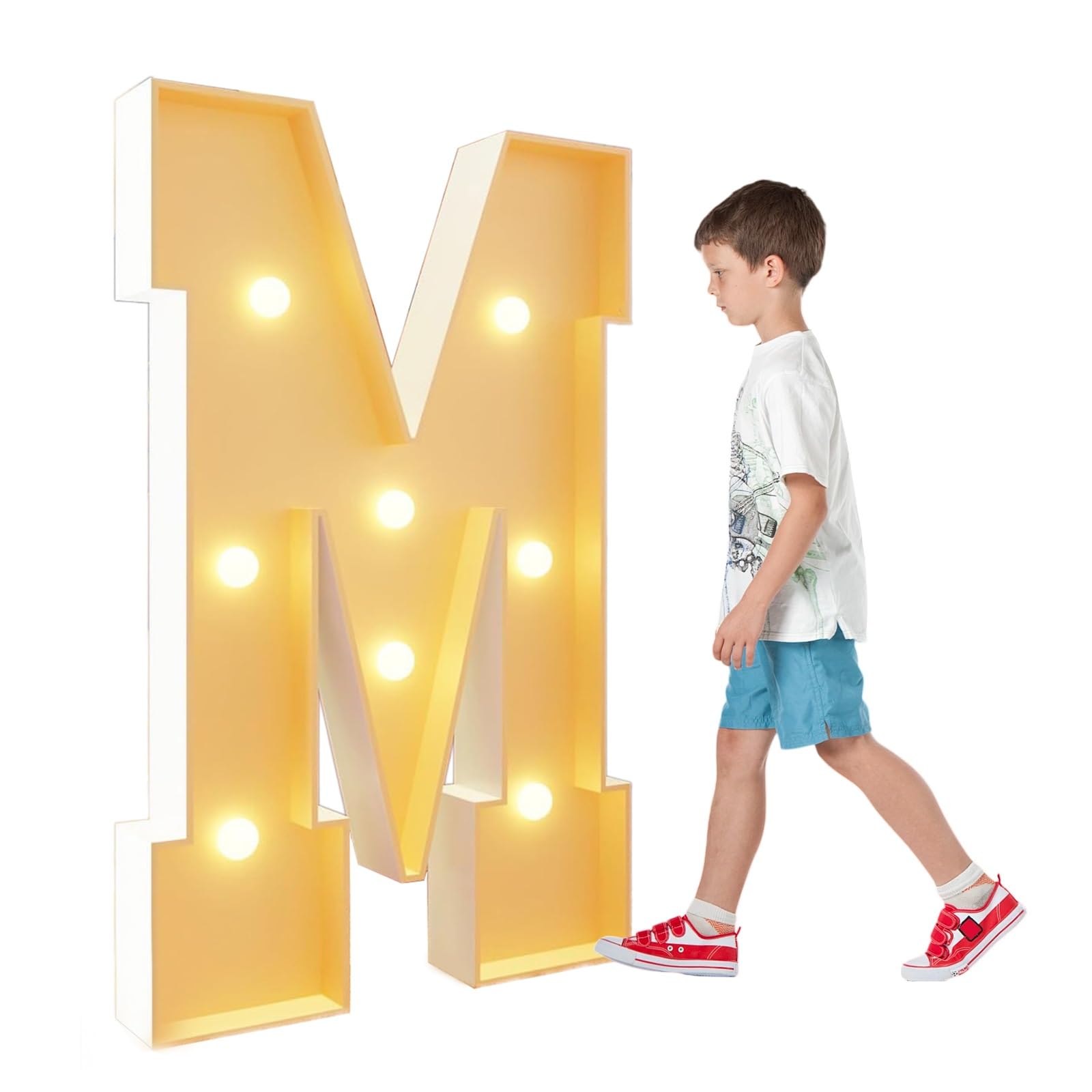Letrero con Letras LED iluminadas, marquesina Decoraciones for Fiestas cumpleaños Reutilizables for decoración Bodas(Letter M,100cm/3FT)