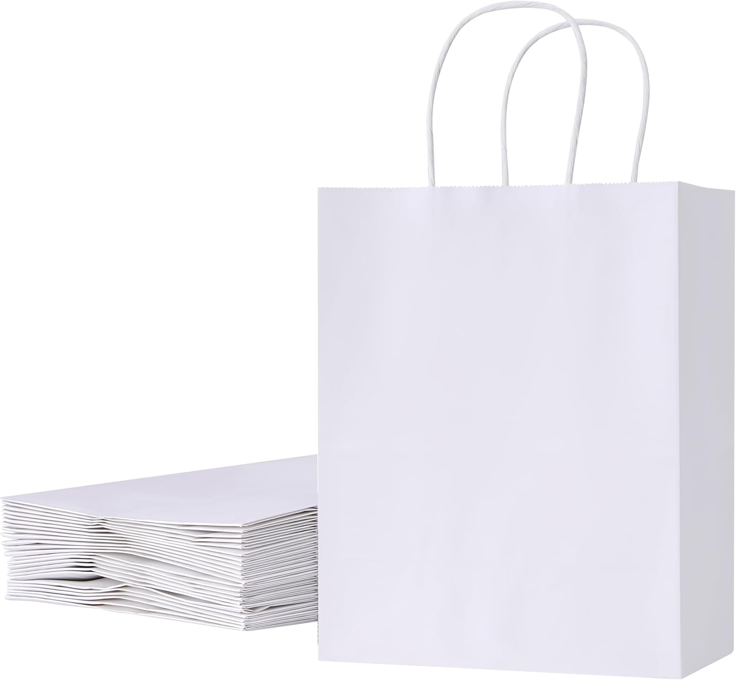 SUNCOLOR 25-Pack Medium White Paper Bags with Handles...