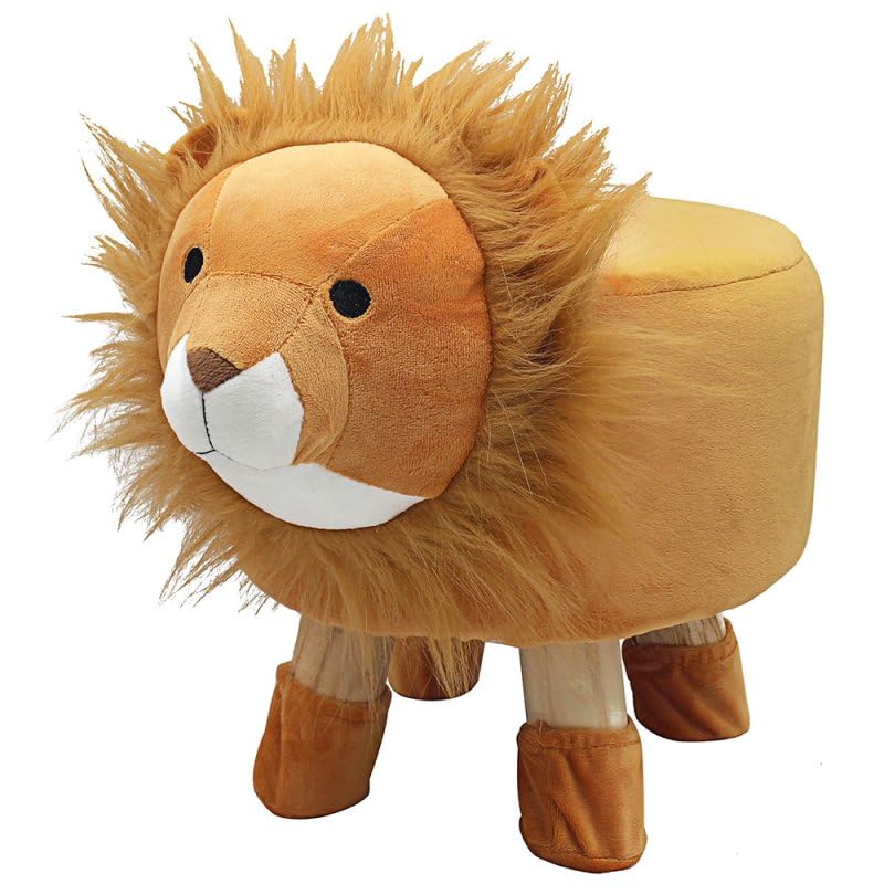 Lesser & PaveyAnimal Footstool | Multifunctional Cute Cartoon Wood Stool Footrest Stool for Room Decor | Bench for Porch, Living Room, Entryway, Guest Room, Bedroom - Lion Stool