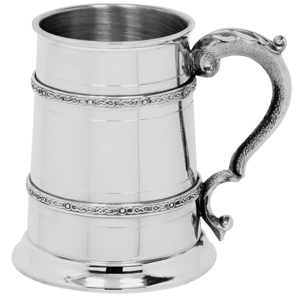 English Pewter Company Sheffield, England Women's Silver English Pewter Company 1 Pint Double Celtic Band Pewter Tankard [Ep023]