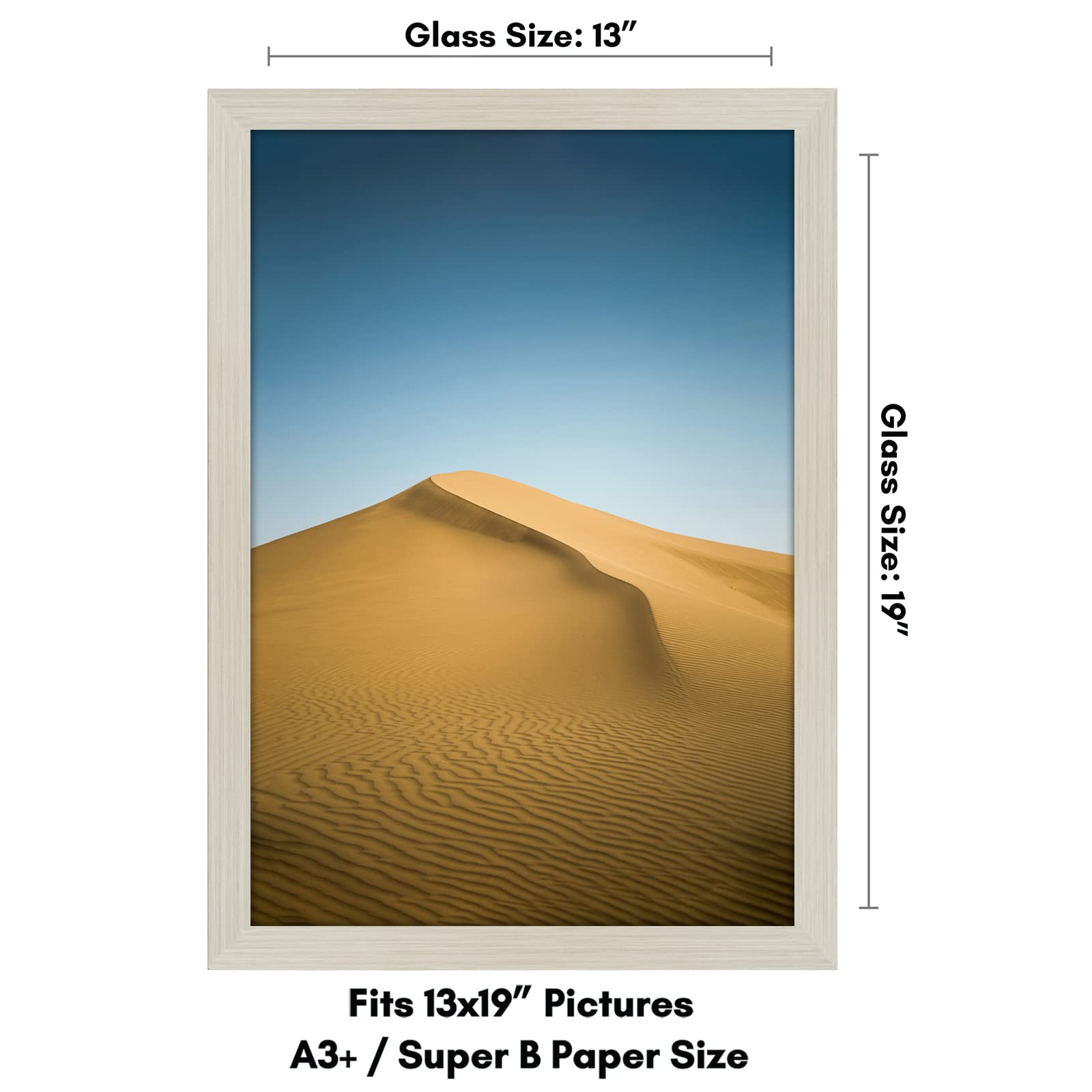 Americanflat 13x19 Picture Frame - Shatter-Resistant Glass, Engineered Wood, Dark Oak, Gallery Style For Wall Display
