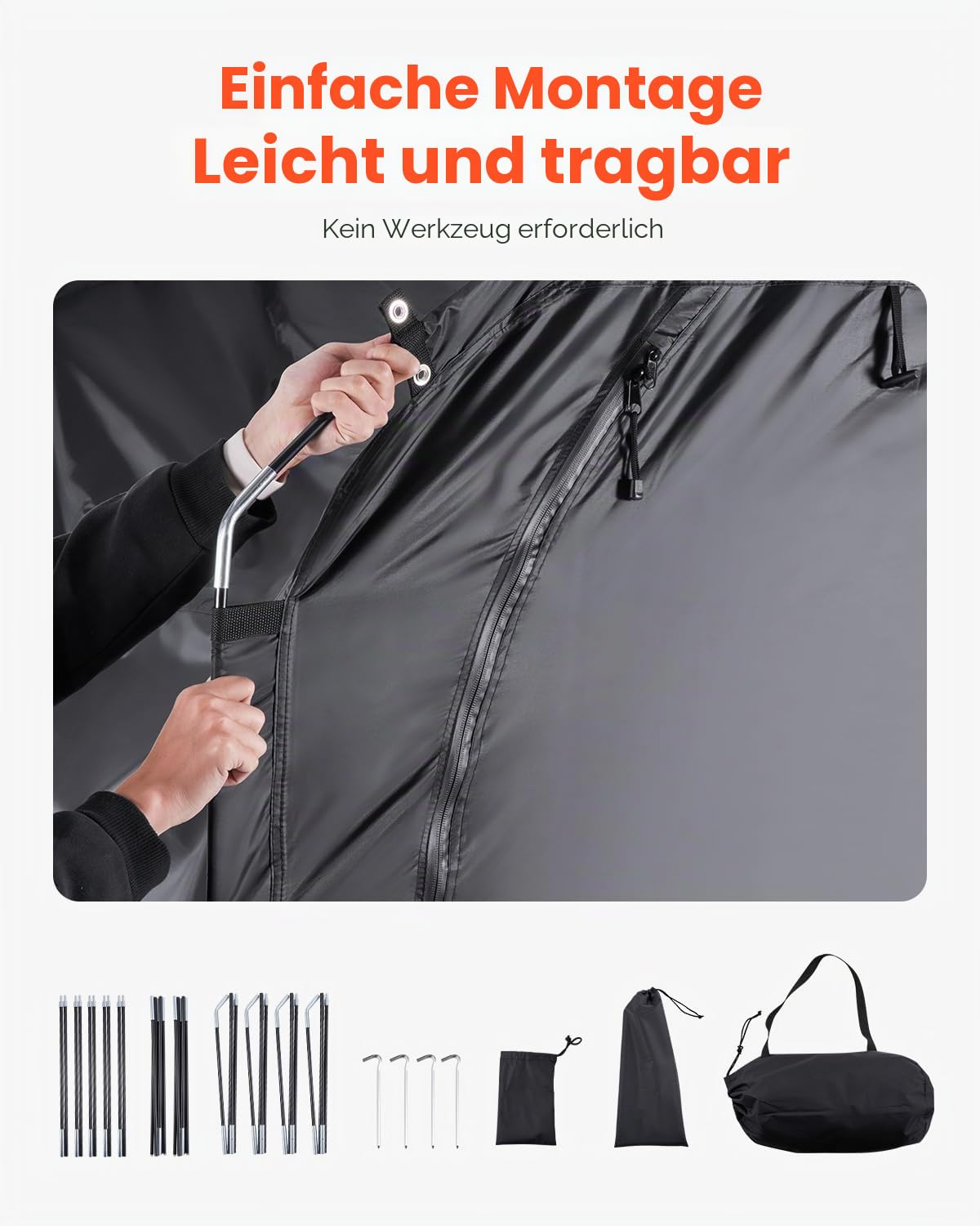 VEVOR Fahrradzelt, 3 bis 4 Fahrräder, geräumige Fahhrradgarage mit belüftetem Fenster, einfach zu installierende Fahrradschuppe mit hochfestem Fiberglas & Doppelreißverschlüssen, 203x122x169 cm