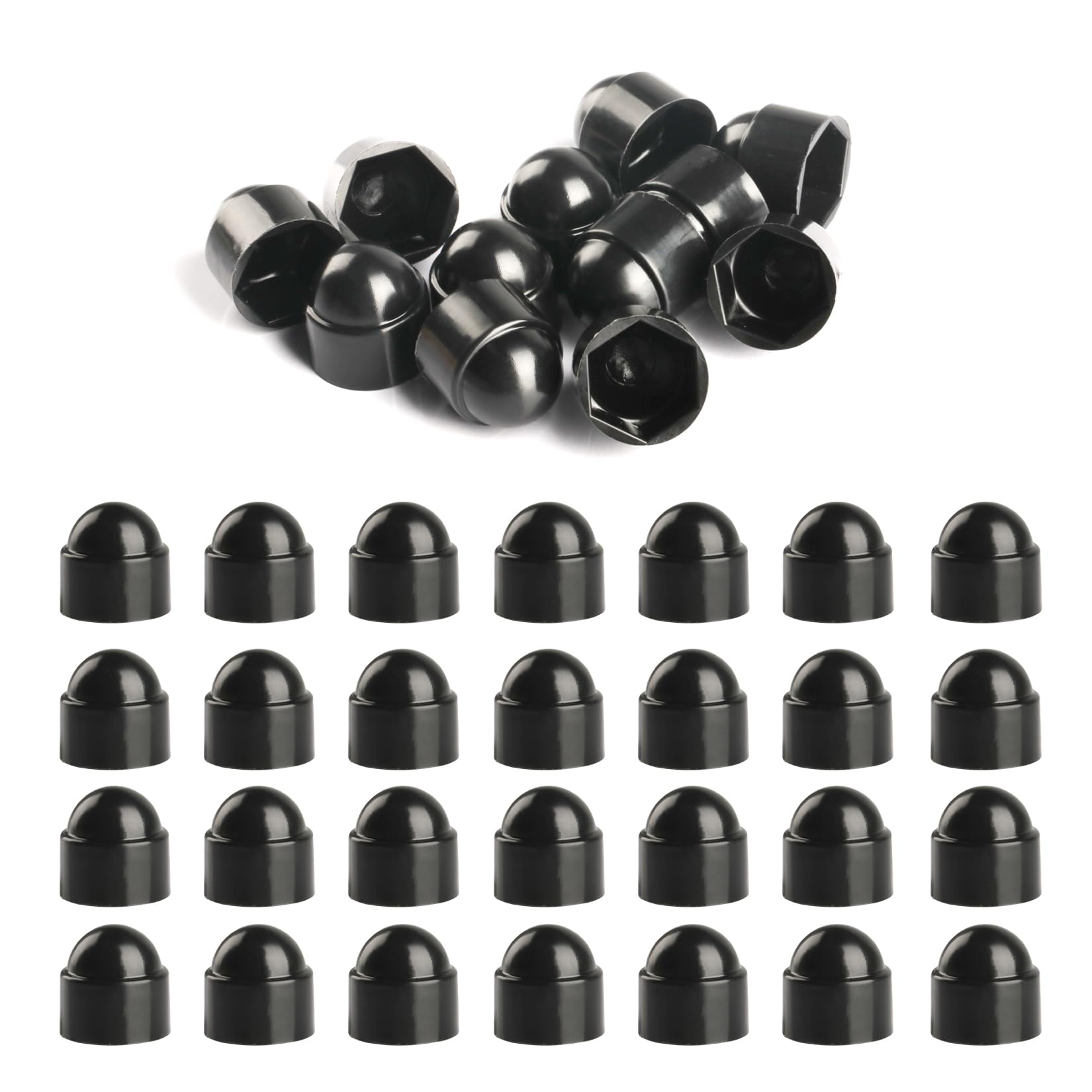 50 Pcs M6 Black Plastic Hex Nut and Bolt Protective Cap Covers, Plastic Screw Caps, Hex Head Dome Bolt Covers, Hexagonal Screw Bolts and Nuts Protection Caps for Matching Screws