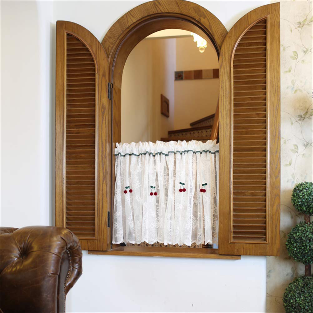 Rideau for cuisine café, rideau court, rideau court de cuisine, cantonnière de fenêtre, rideau en filet de dentelle blanche, rideau de café transparent, style campagnard et rural(W x H280x110cm)