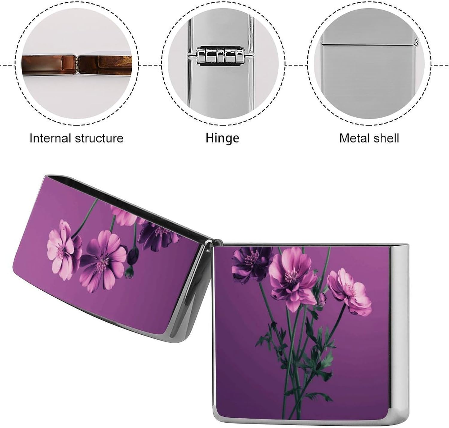 Beautiful Purple Flowers Lighter Case Cover Lighter Shell