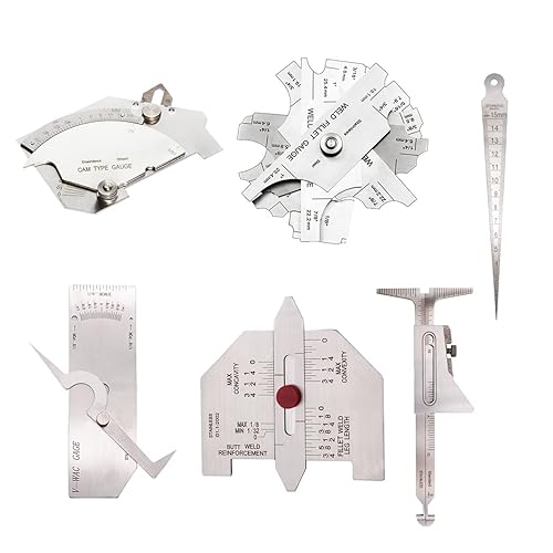 Necygoo El juego de medidores de soldadura incluye calibre tipo leva y medidor de filete y calibre Hi-Lo y medidor cónico y socavadores de porosidad