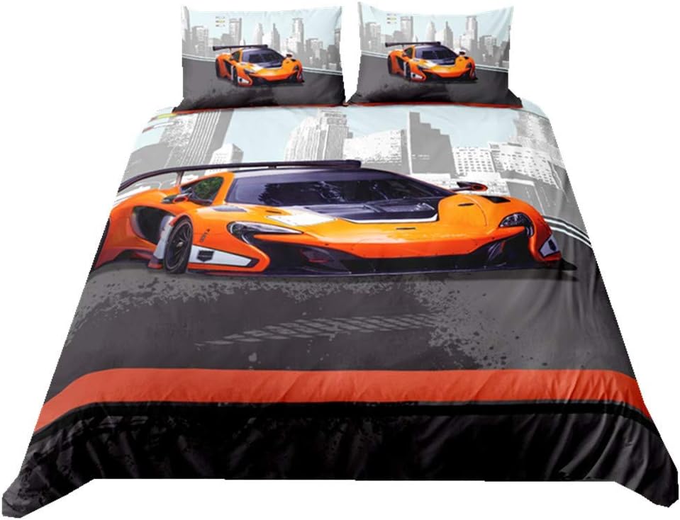 WENYA Funda Nórdica 150 x 200 cm para Cama 90 cm, Ropa de Cama 3D Coche, Estilo Deportivo Juego de Cama Fuera de Carretera Niño Chico Adolescente Funda Nórdica con Cremallera, Estilo 2