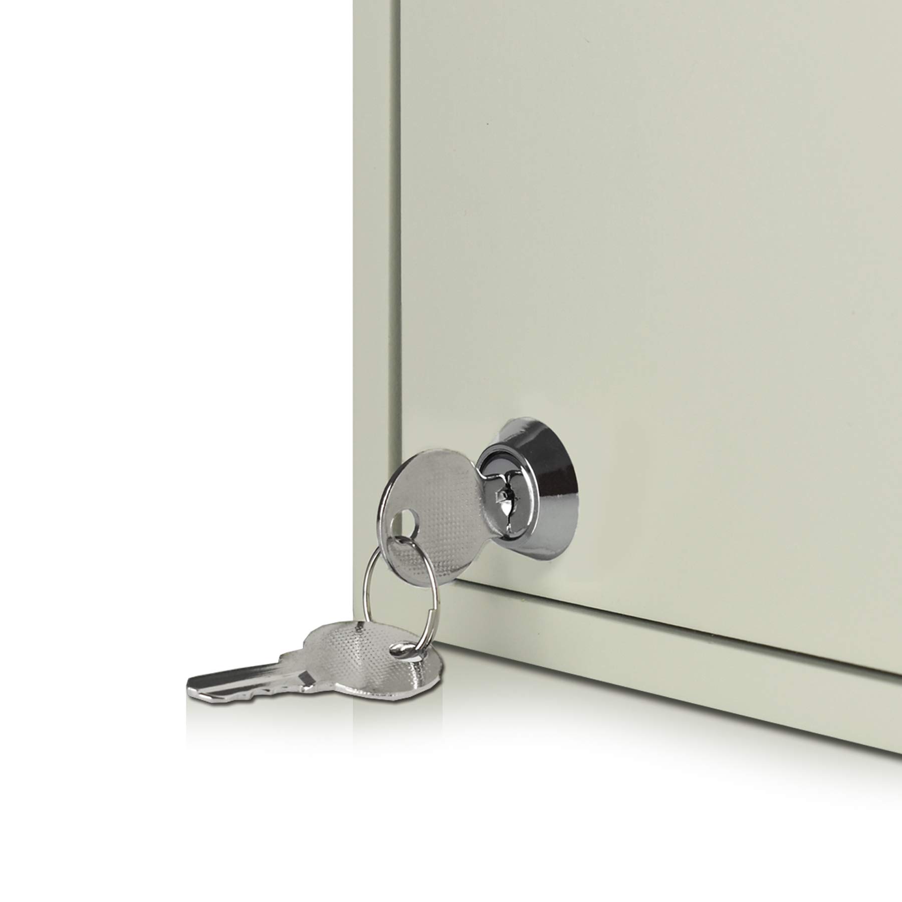 Acrimet Mobiletto Portachiavi per 48 Chiavi con Serratura (da Muro) (48 portachiavi multicolor inclusi) (mobiletto beige)