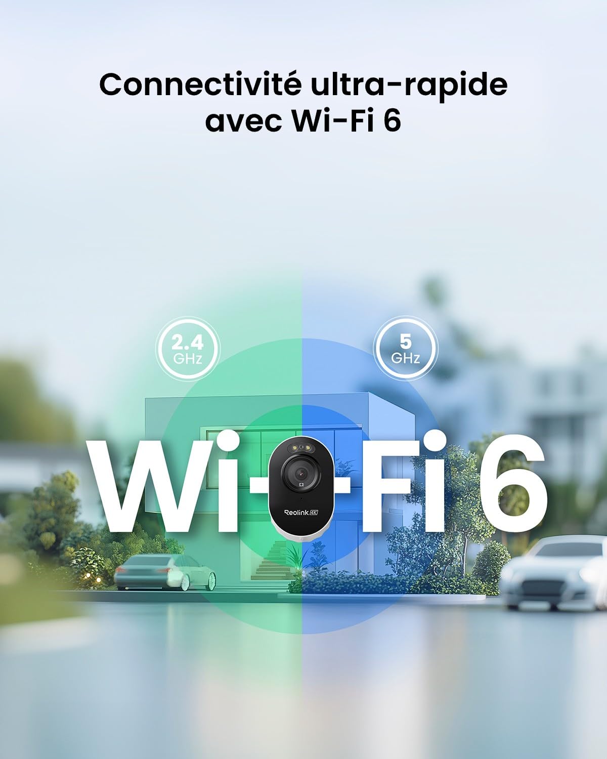 Reolink 4K Caméra Surveillance WiFi Extérieure avec Wi-FI 6, Lumus Pro | Bi-Bande 2,4/5GHz, Détection Intelligente, Vision Nocturne Couleur, Audio Bidirectionnel, Sirène, Enregistrement 24/7