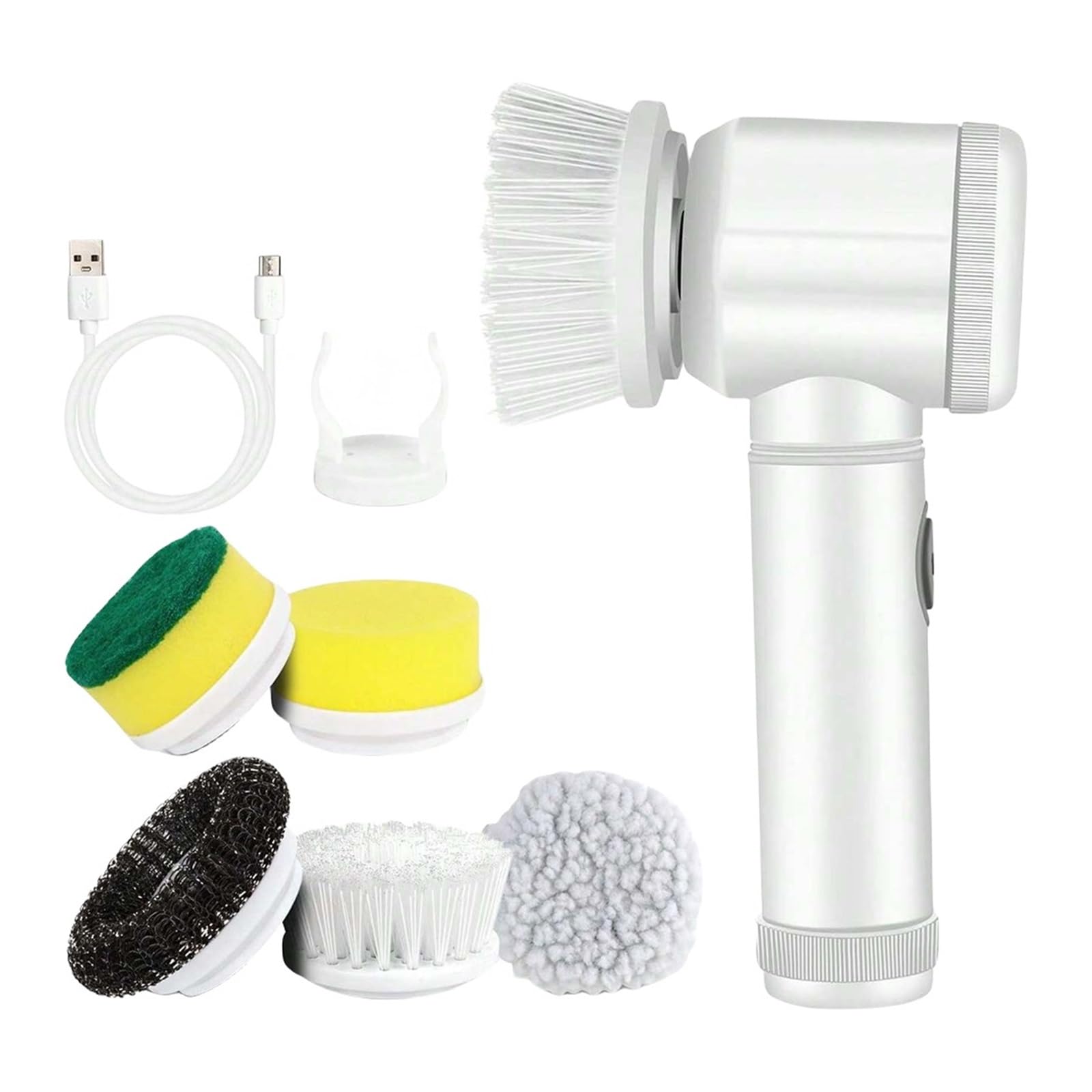 Fregadora giratoria eléctrica, cepillo de limpieza for baño, fregadora eléctrica con 5 cabezales de cepillo reemplazables, cepillo de limpieza eléctrico Compatible con cocina