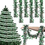 クリスマス モール キラキラ クリスマスガーランド 6本セット 12m パーティー飾り付け 壁/窓/天井/リビング装飾 デコレーションモール クリスマスツリー飾り オーナメント christmas decorations イベントグッズ 雑貨 (グリーン＋ホワイト)