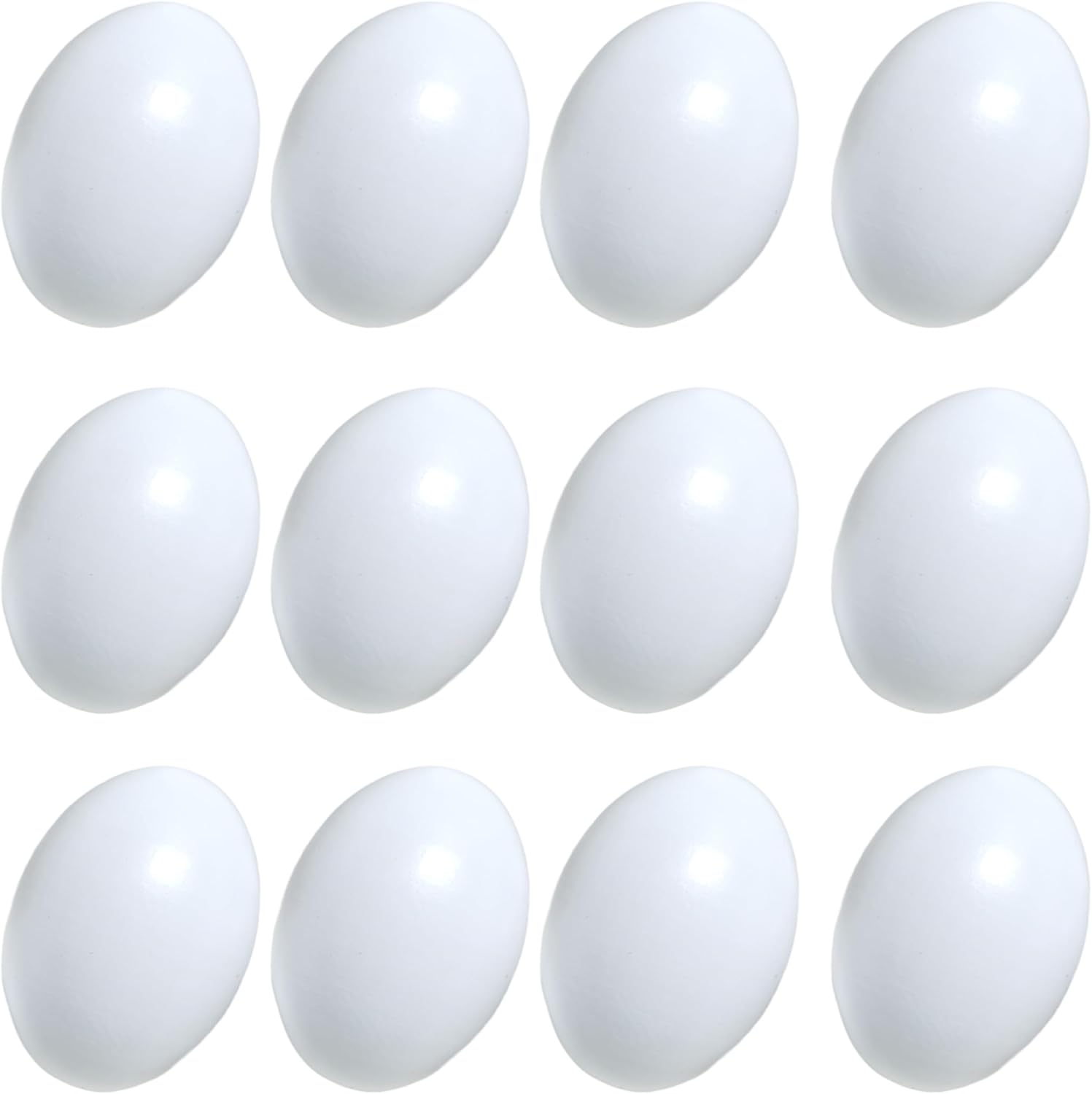 Azatemgo Chicken Eggs Fake Chicken White Eggs Easter Eggs Set of Wooden Fake Eggs to Help Lay Chickens 10 Pcs