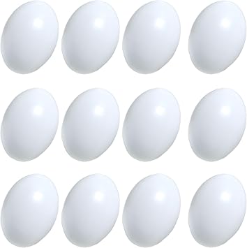 Azatemgo Chicken Eggs Fake Chicken Eggs White Easter Eggs Set of Wooden Fake Eggs to Help Lay Chickens 12 Pcs