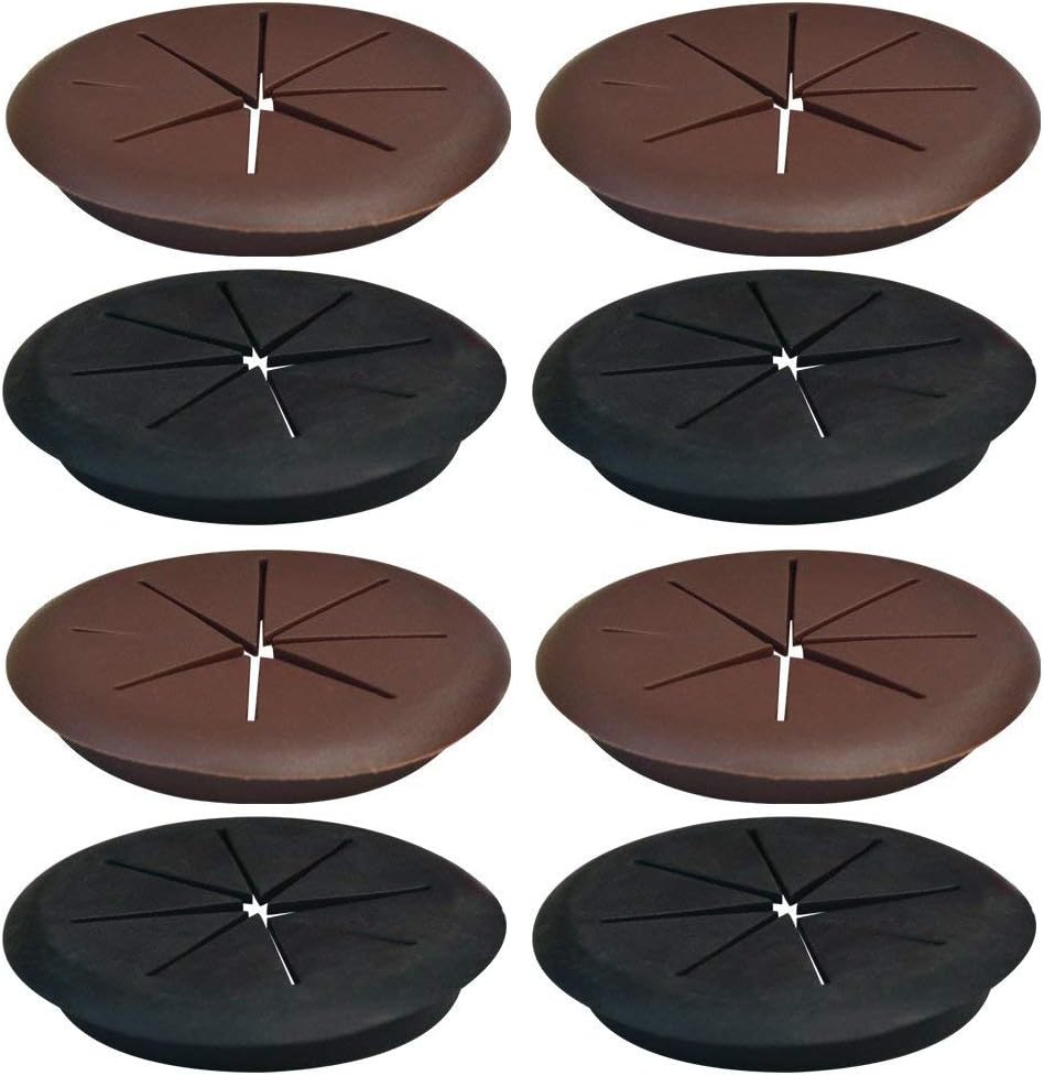 Bantoye 10 Pcs Flexible Cord Grommet 2 Inch Adjustable Desk Cord Cable Hole Cover Grommet for Home and Office Use, Black & Brown