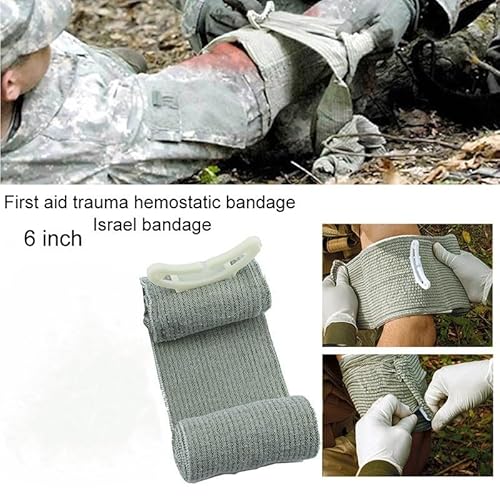 Namvo 1 Pcs Erste-Hilfe-Wunde Hämostatische Bandage Israel Bandage Force Erste-Hilfe-Training Bandage Outdoor Erste-Hilfe-Bandage Notfall-Bandage - Grau