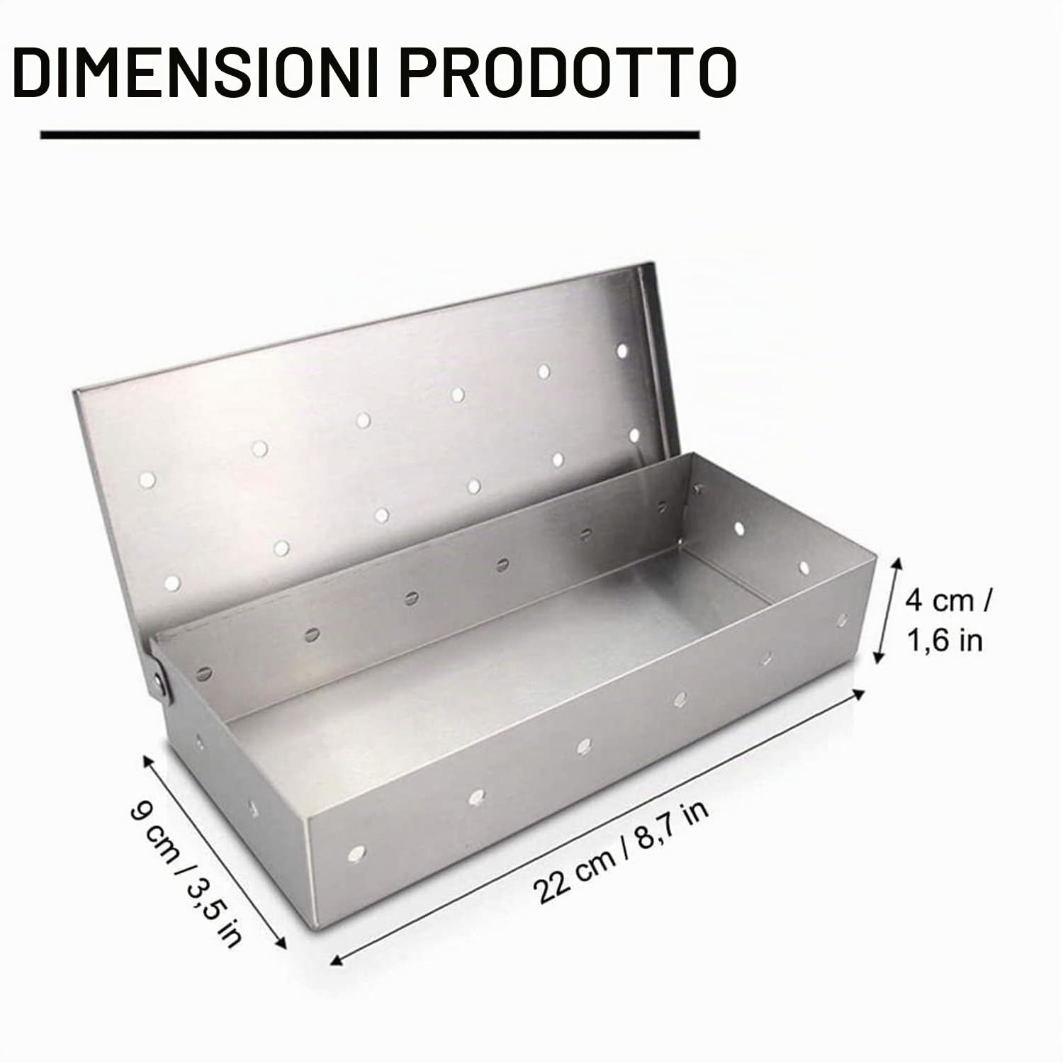 Affumicatore Acciaio Inox Barbecue, BBQ Aroma Box, Scatola per affumicatura per barbecue a gas,per affumicatori, barbecue a carbonella e a gas Smoker Box