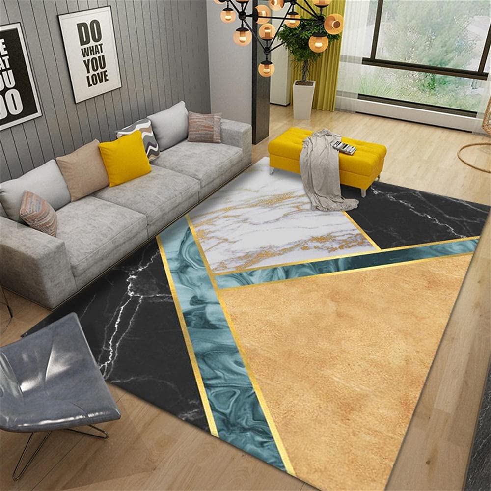 Tapis tout doux géométrique bleu et noir pour un confort de marche